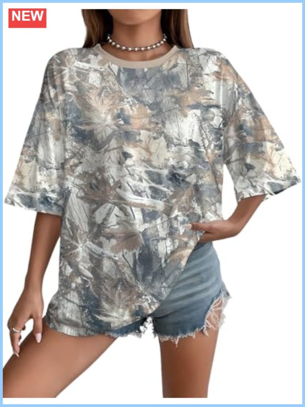 Women's Oversized Camo Graphic T-Shirt | Soft Stretch Pullover Tee